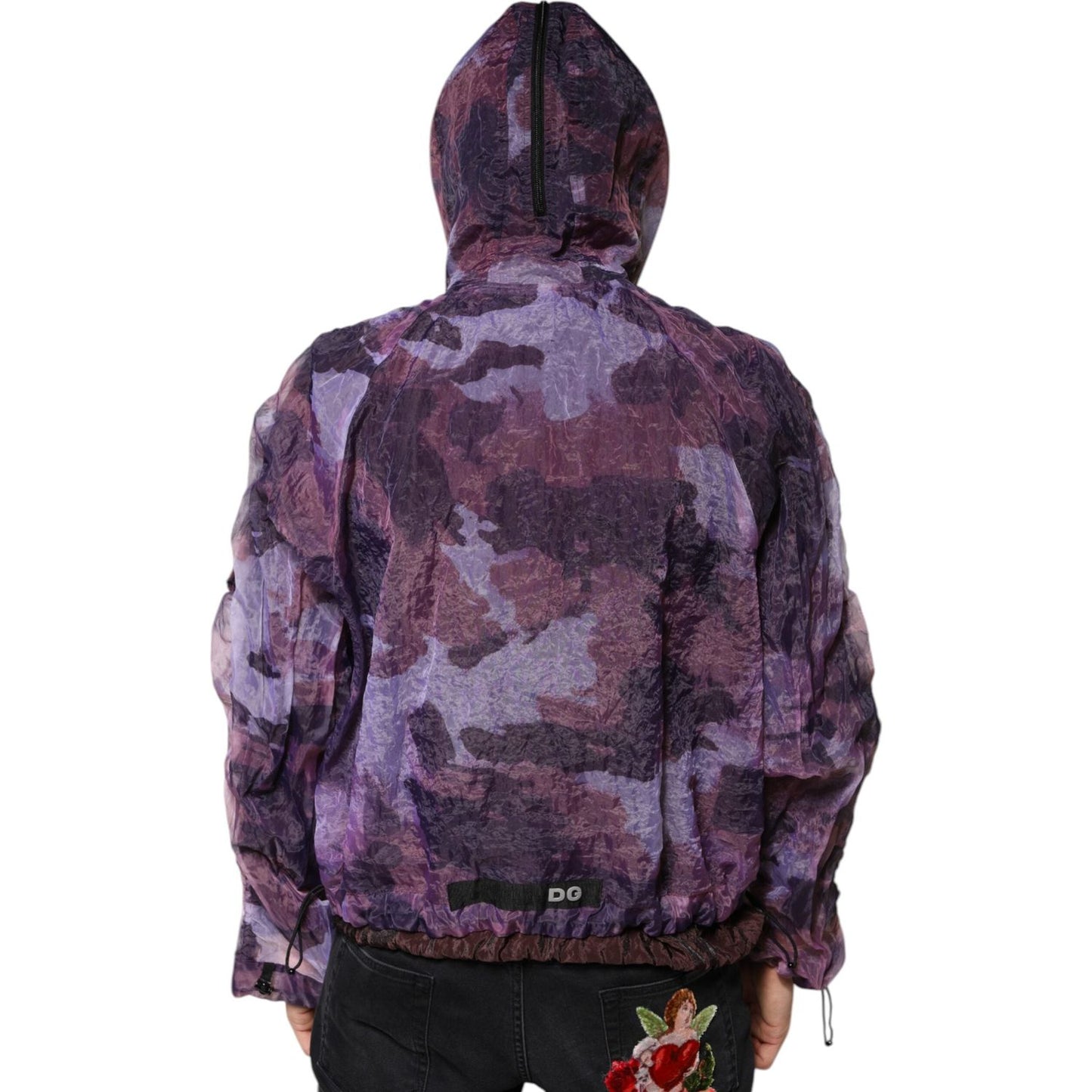 Dolce & Gabbana Purple Camouflage Hooded Men Blouson Jacket