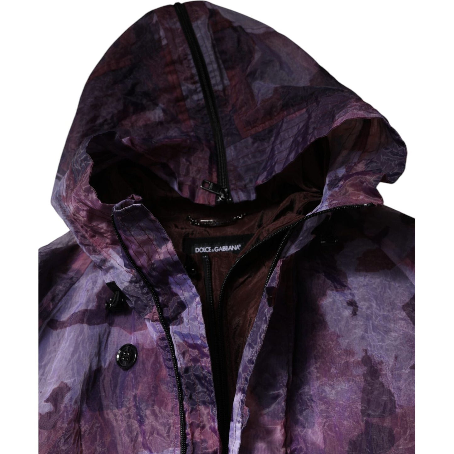 Dolce & Gabbana Purple Camouflage Hooded Men Blouson Jacket