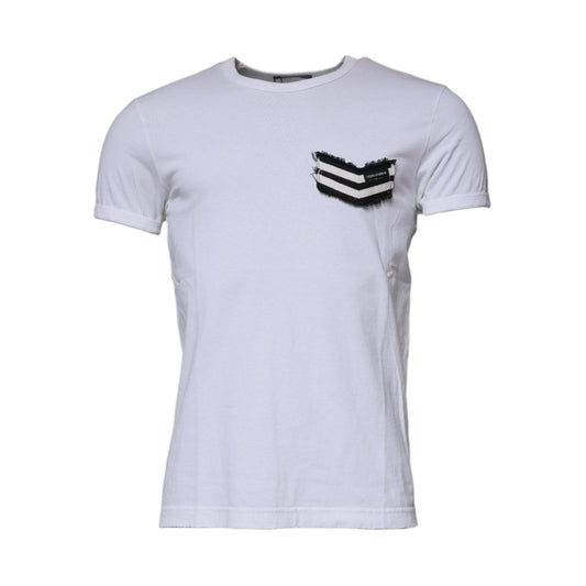 Dolce & Gabbana White Stripes Crew Neck Short Sleeves T-shirt