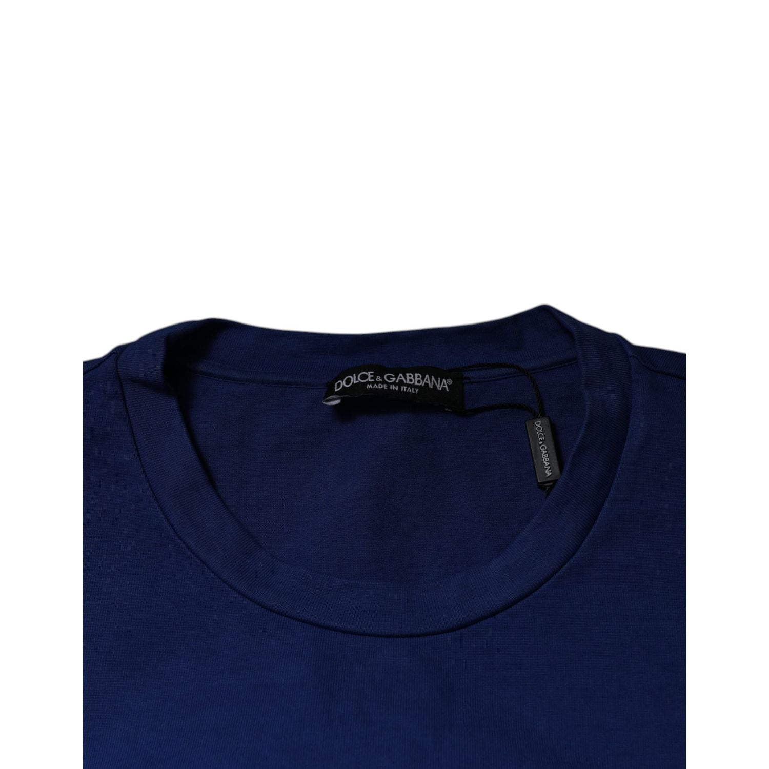 Dolce & Gabbana Blue Graphic Print Cotton Crew Neck T-shirt