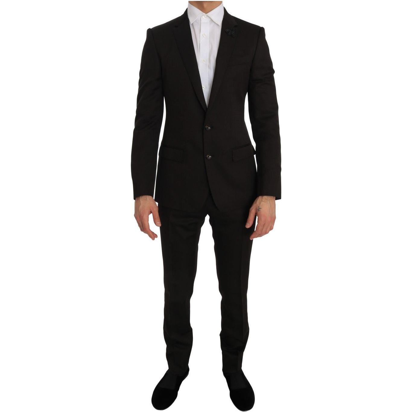 Dolce & Gabbana Brown Wool Crystal Bee Slim Fit MARTINI JKT1233-1