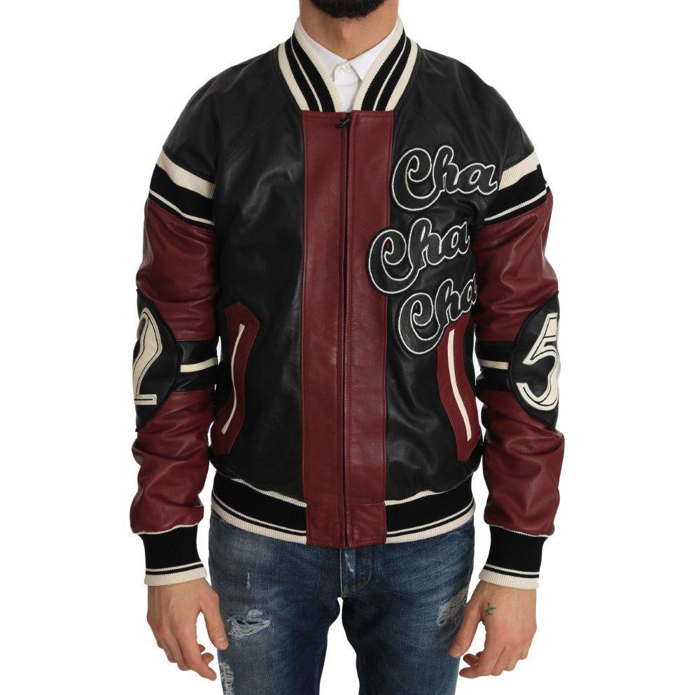 Dolce & Gabbana Leather Club Lounge Black Red Jacket JKT1103-1