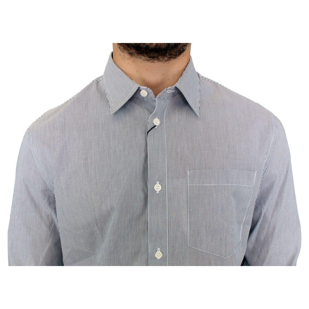 GF Ferre Gray Striped Cotton Casual Shirt SIG10250-1