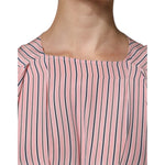 Ermanno Scervino Pink Stripes Silk Long Sleeves Midi Dress