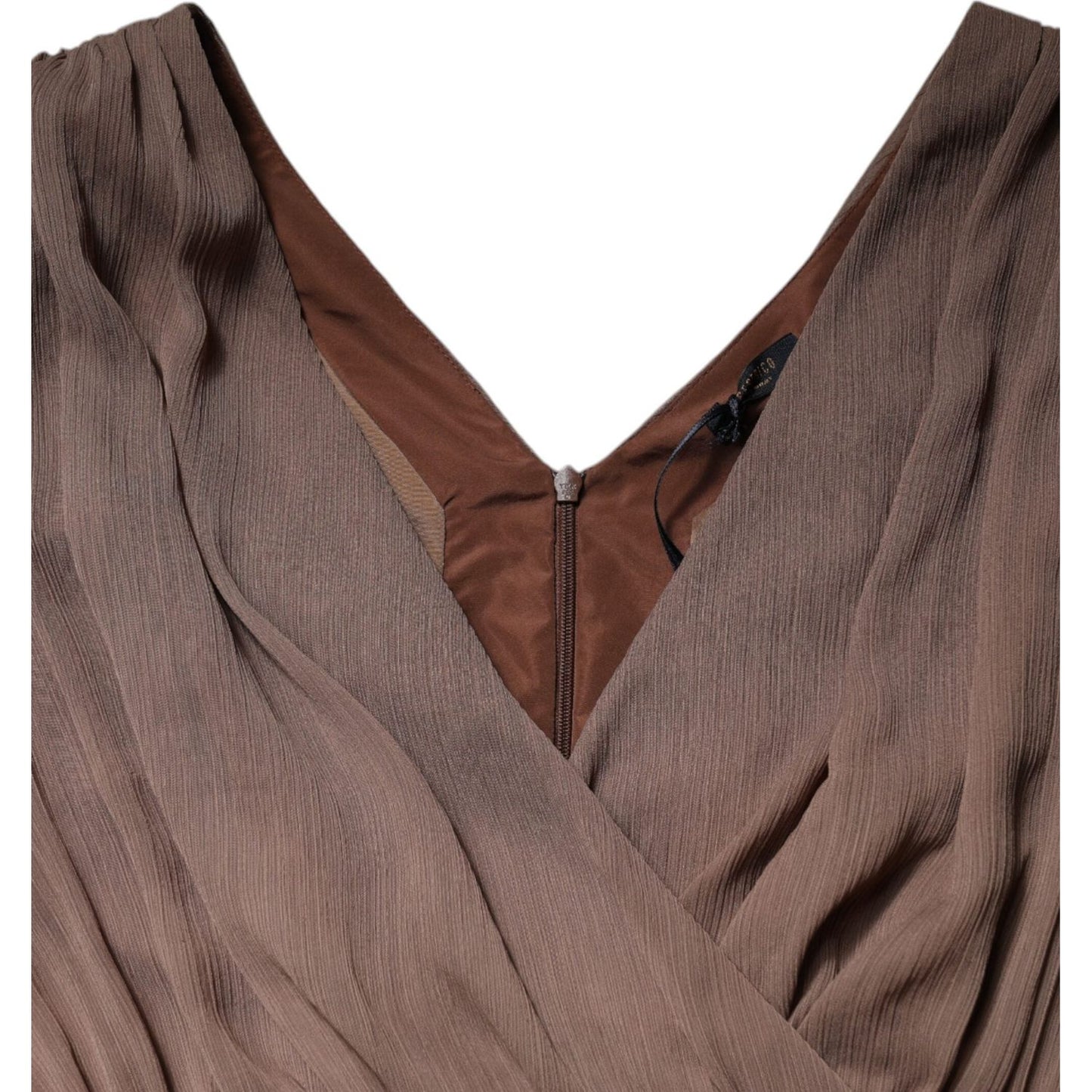 Peserico Brown Sleeveless Deep V-neck A-line Long Maxi Dress