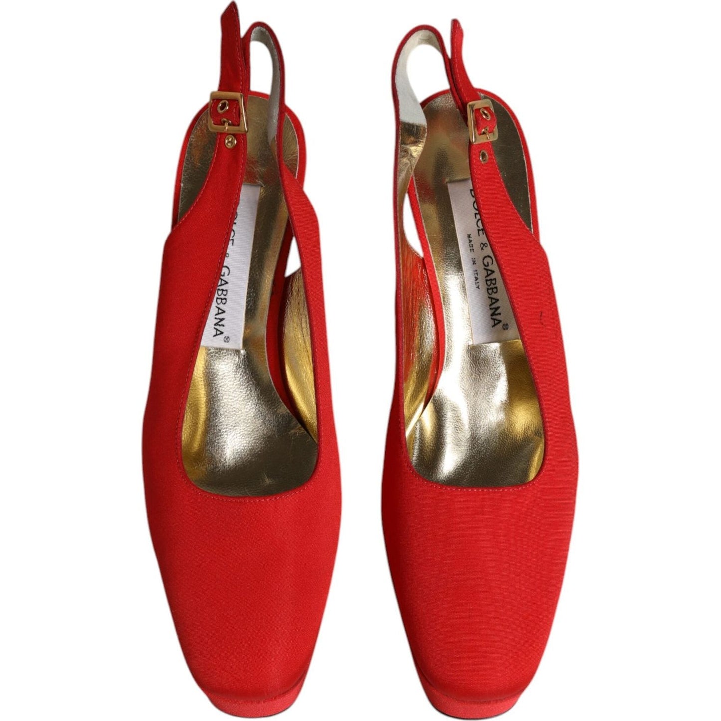 Dolce & Gabbana Red Platform Slingback Heels Sandals Shoes
