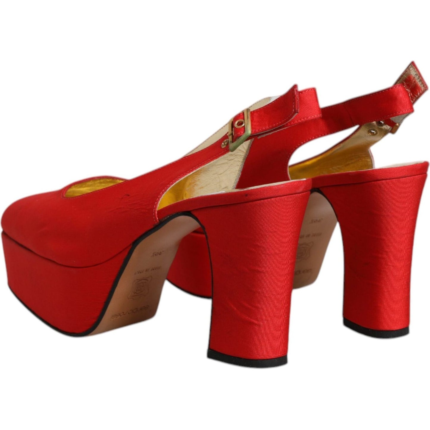 Dolce & Gabbana Red Platform Slingback Heels Sandals Shoes