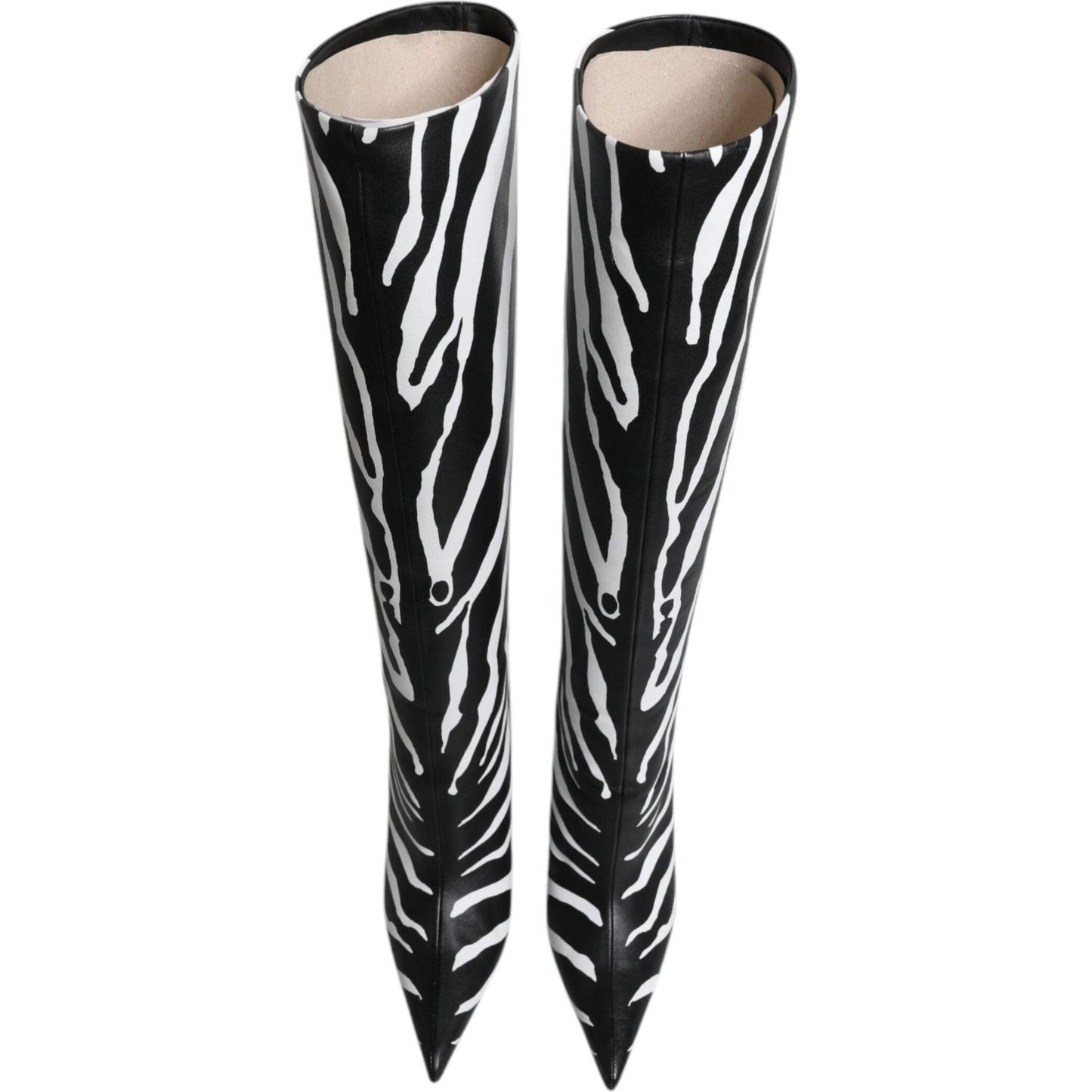 Dolce & Gabbana Black White Zebra Heels High Boots Shoes LA12251-35