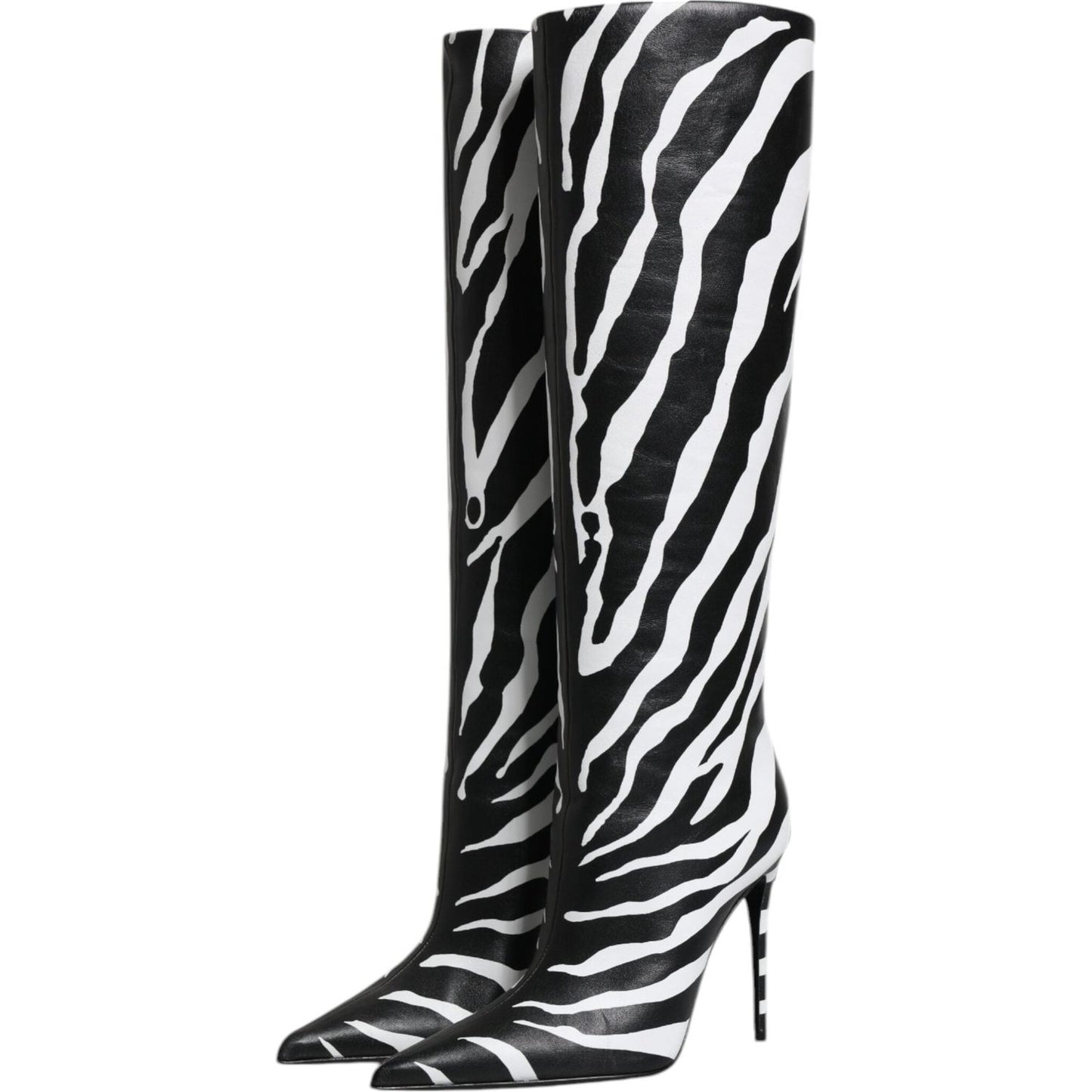 Dolce & Gabbana Black White Zebra Heels High Boots Shoes LA12251-35