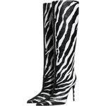 Dolce & Gabbana Black White Zebra Heels High Boots Shoes LA12251-35