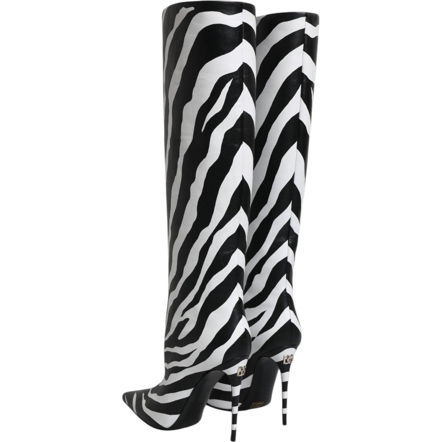 Dolce & Gabbana Black White Zebra Heels High Boots Shoes LA12251-35