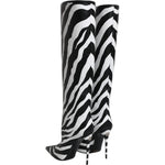 Dolce & Gabbana Black White Zebra Heels High Boots Shoes LA12251-35