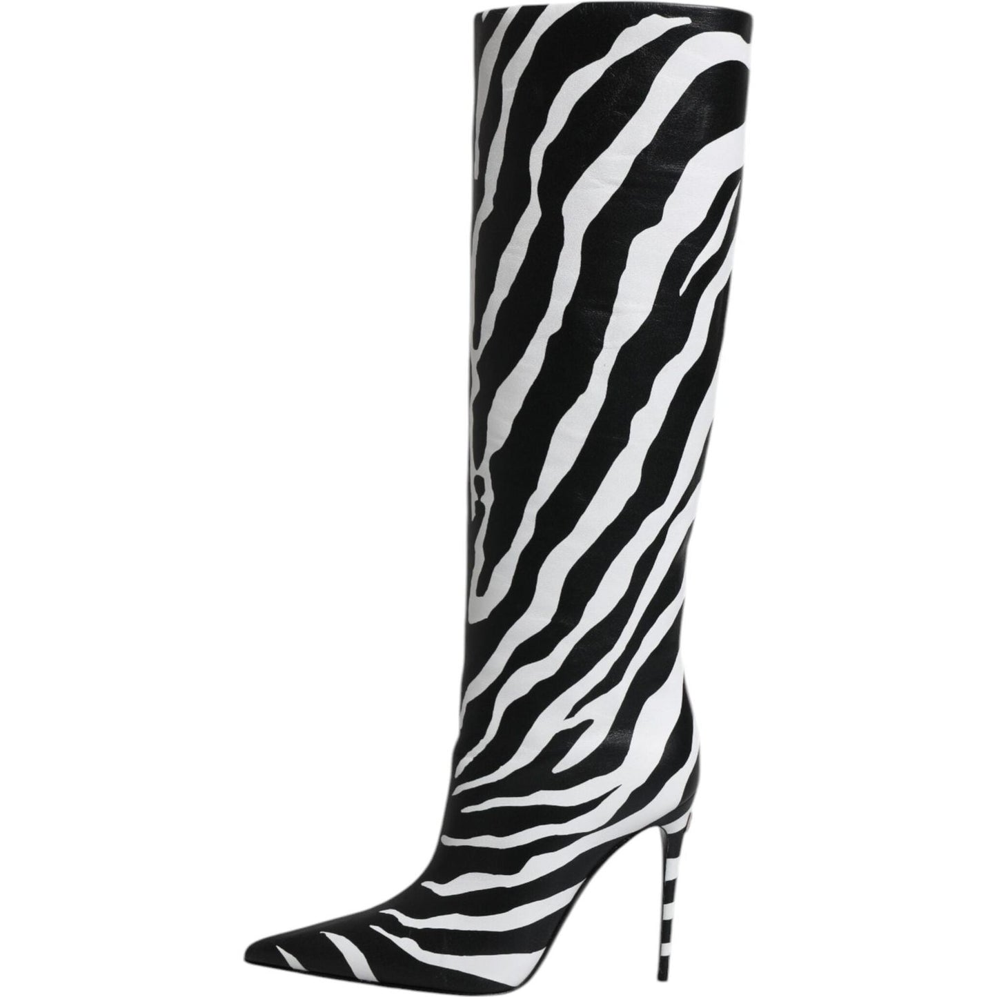 Dolce & Gabbana Black White Zebra Heels High Boots Shoes LA12251-35