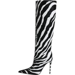 Dolce & Gabbana Black White Zebra Heels High Boots Shoes LA12251-35