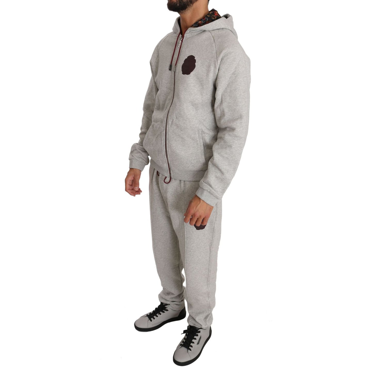Billionaire Italian Couture Gray Cotton Sweater Pants Tracksuit BIL1020-4