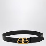 Balenciaga Black leather BB belt