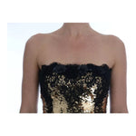 Dolce & Gabbana Gold Strapless Sequin Embellished Lace Dress DR1373-40