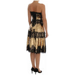 Dolce & Gabbana Gold Strapless Sequin Embellished Lace Dress DR1373-40