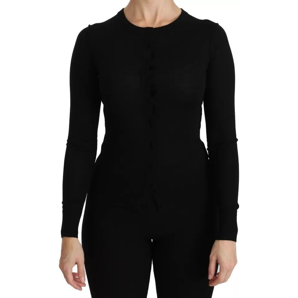 Dolce & Gabbana Black Virgin Wool Long Sleeve Top Blouse Top TSH4261-42