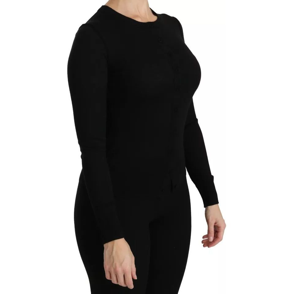 Dolce & Gabbana Black Virgin Wool Long Sleeve Top Blouse Top TSH4261-42