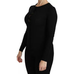 Dolce & Gabbana Black Virgin Wool Long Sleeve Top Blouse Top TSH4261-42