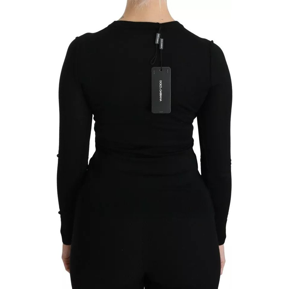 Dolce & Gabbana Black Virgin Wool Long Sleeve Top Blouse Top TSH4261-42