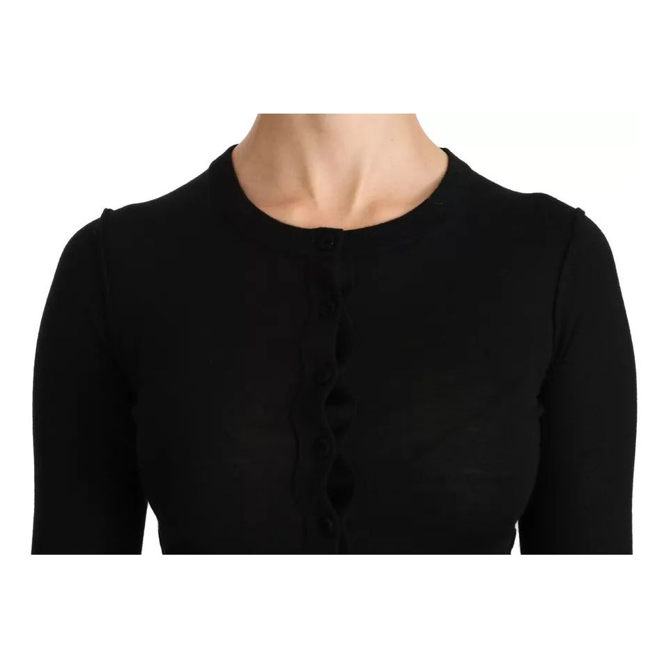 Dolce & Gabbana Black Virgin Wool Long Sleeve Top Blouse Top TSH4261-42