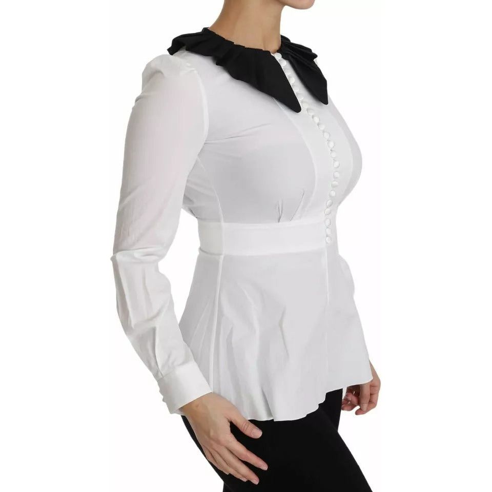Dolce & Gabbana Black White Decorative Buttons Tops Shirt Blouse TSH3175-36