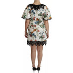 Dolce & Gabbana White Lace Floral Vase Shift Mini Dress DR2107-36
