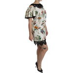 Dolce & Gabbana White Lace Floral Vase Shift Mini Dress DR2107-36