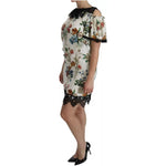 Dolce & Gabbana White Lace Floral Vase Shift Mini Dress DR2107-36