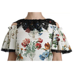 Dolce & Gabbana White Lace Floral Vase Shift Mini Dress DR2107-36