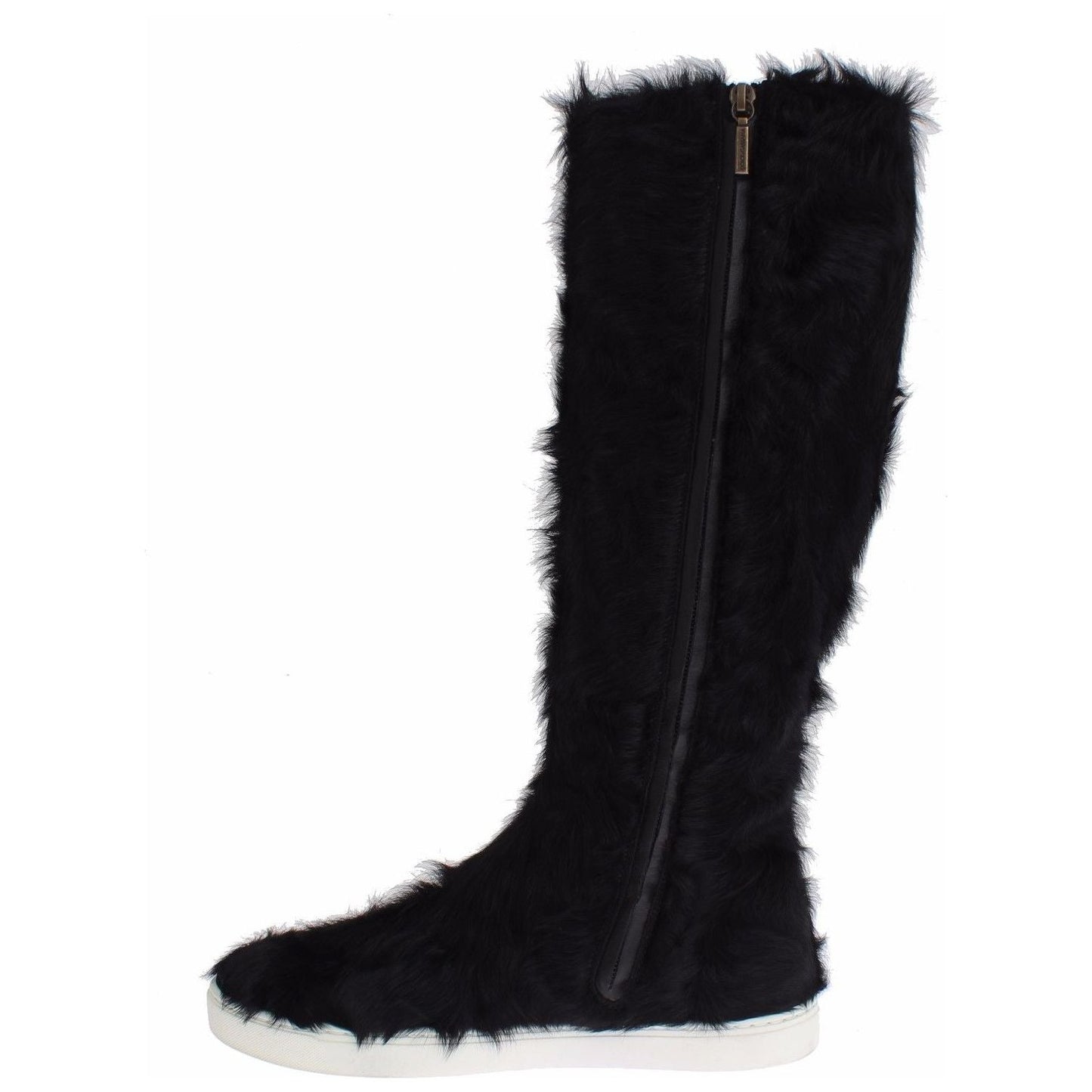 Dolce & Gabbana Black Xiangao Lamb Fur Leather Boots SIG19163-4