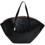 Brunello Cucinelli Black Leather Logo Shoulder Strap Shopping Tote Bag BAG1576