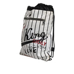 Dolce & Gabbana Black White Striped Polyester Drawstring Backpack Bag