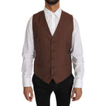 Dolce & Gabbana Brown Wool Silk Waistcoat Vest TSH2649-50