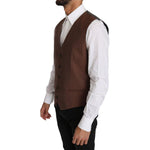 Dolce & Gabbana Brown Wool Silk Waistcoat Vest TSH2649-50