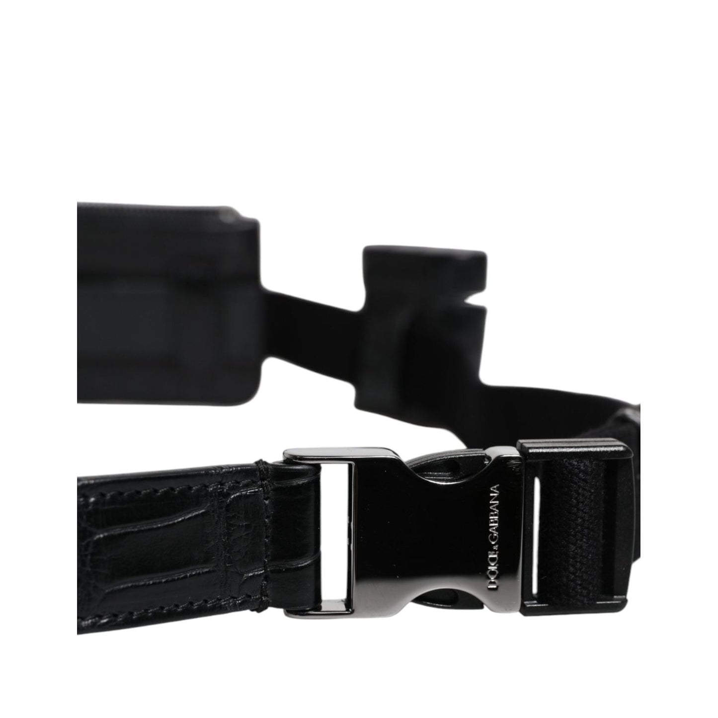 Dolce & Gabbana Black Alligator Leather Airpods Case Coin Purse Wallet BAG4219
