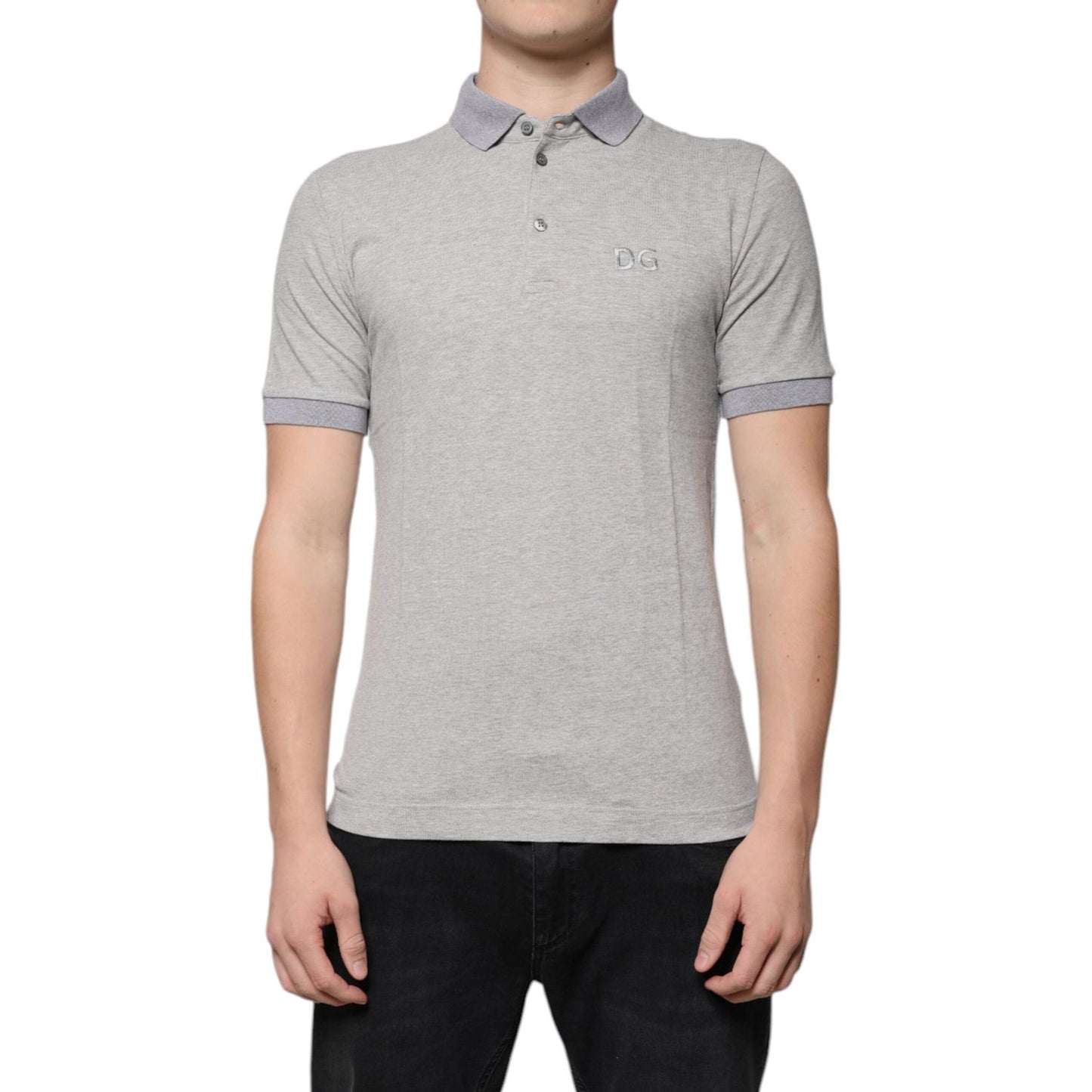 Dolce & Gabbana Gray Collared Short Sleeves Men Polo T-shirt TSH86711-46