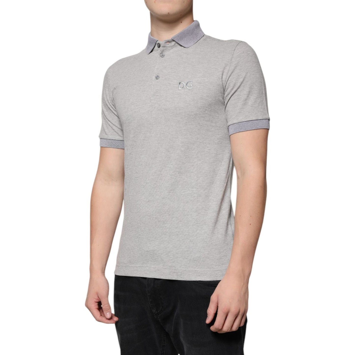 Dolce & Gabbana Gray Collared Short Sleeves Men Polo T-shirt TSH86711-46