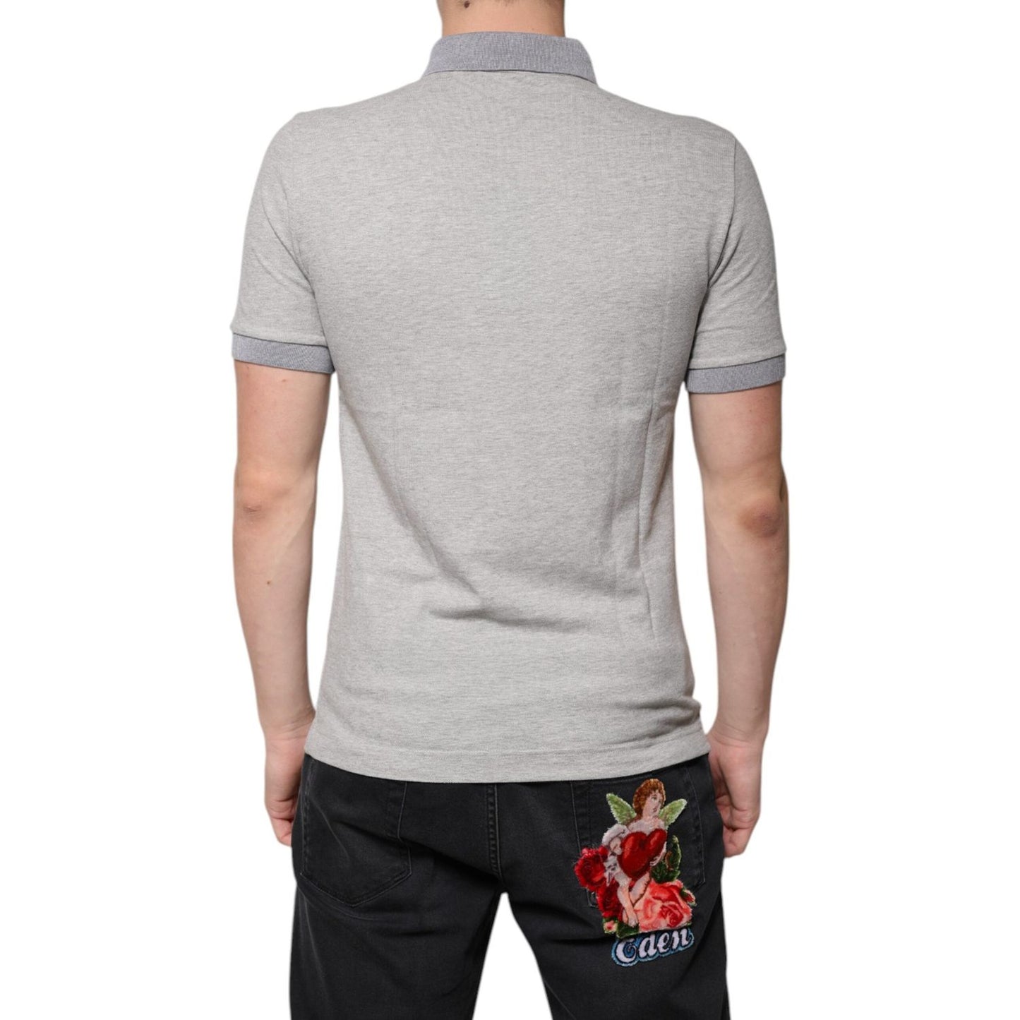 Dolce & Gabbana Gray Collared Short Sleeves Men Polo T-shirt TSH86711-46