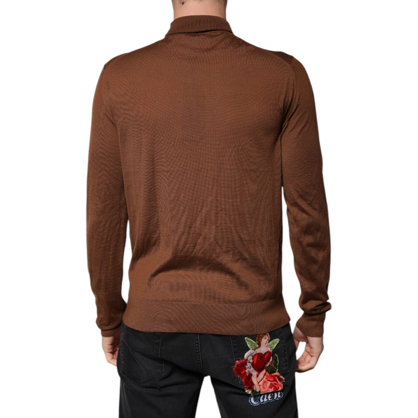 Dolce & Gabbana Brown Cashmere Turtleneck Pullover Sweater