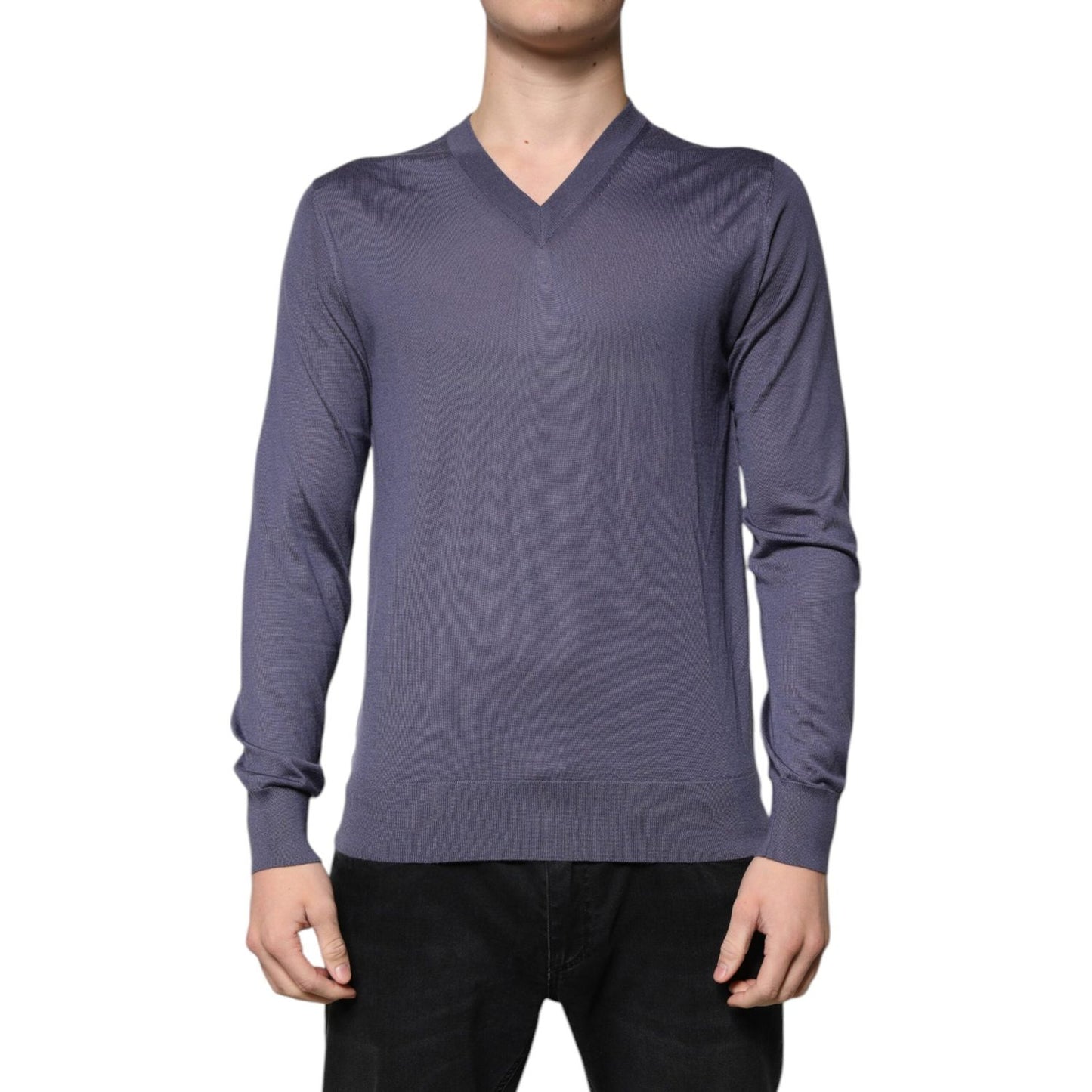 Dolce & Gabbana Gray Cashmere V-neck Men Pullover Sweater TSH86936-48
