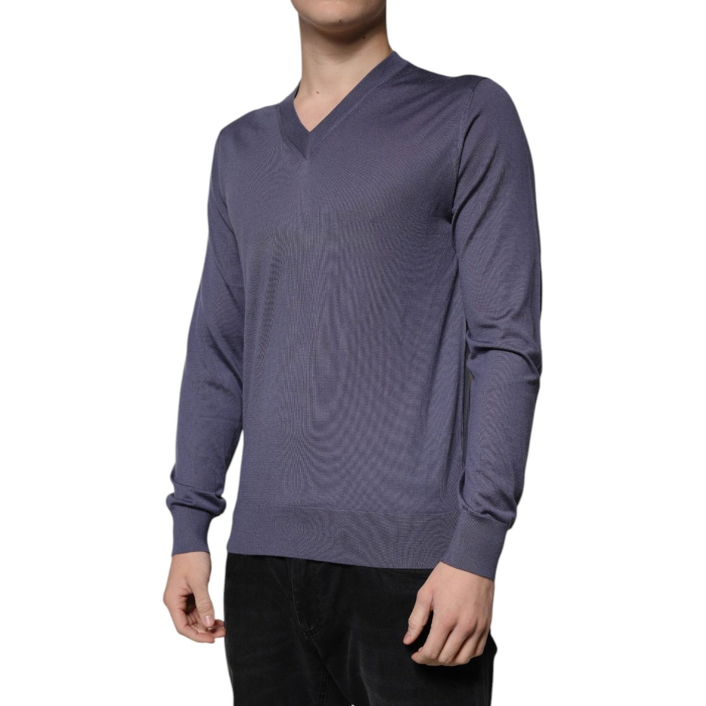 Dolce & Gabbana Gray Cashmere V-neck Men Pullover Sweater TSH86936-48