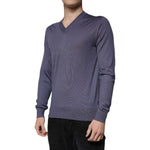 Dolce & Gabbana Gray Cashmere V-neck Men Pullover Sweater TSH86936-48