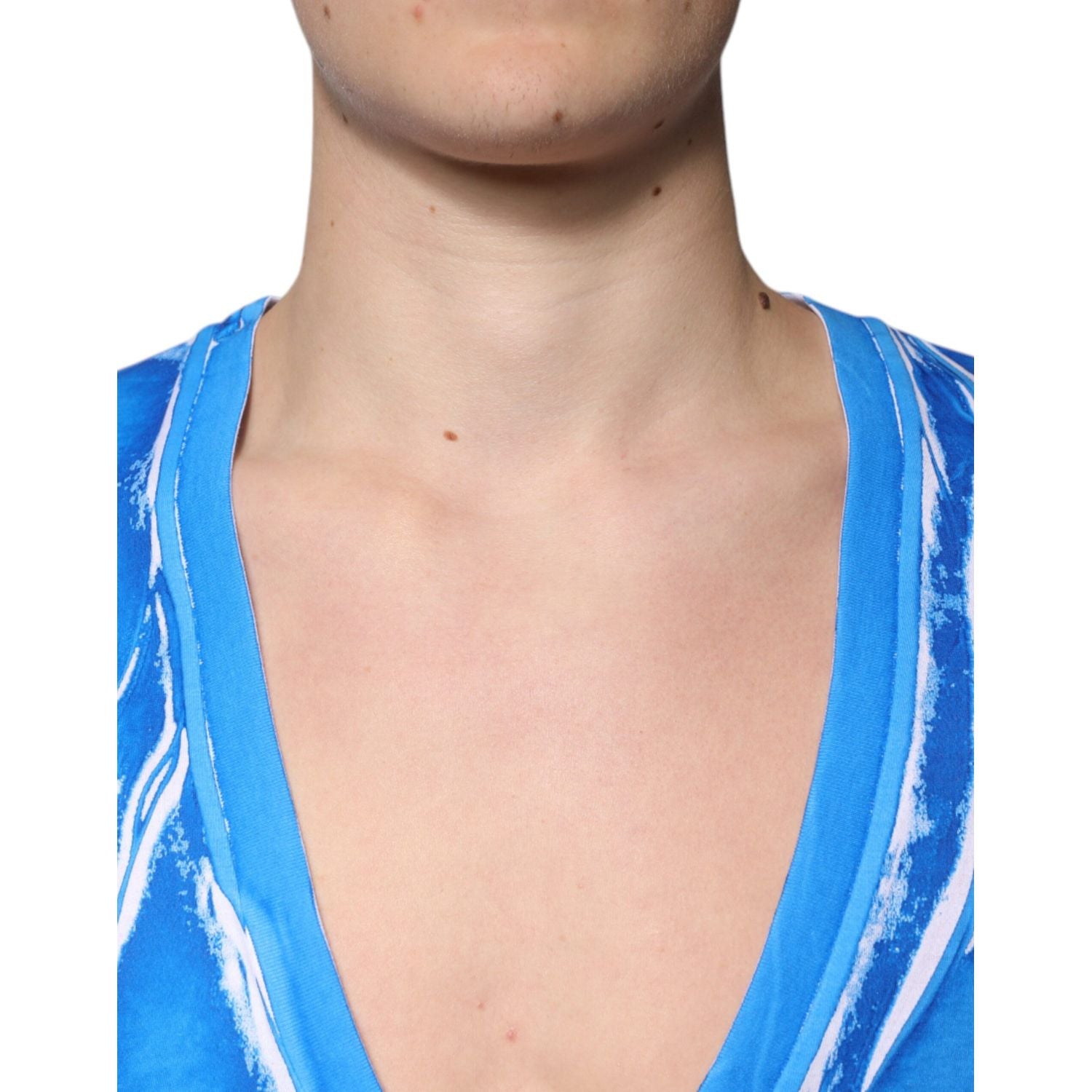 Dolce & Gabbana Blue Cotton V-neck Short Sleeves T-shirt