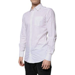 Dolce & Gabbana White Cotton Long Sleeves GOLD Dress Shirt TSH87466-39