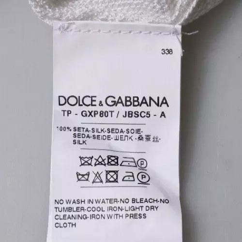 Dolce & Gabbana White Silk Crew Neck Men Pullover Sweater TSH87544-56