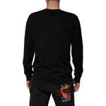Dolce & Gabbana Black Logo Wool V-neck Pullover Sweater TSH87575-48