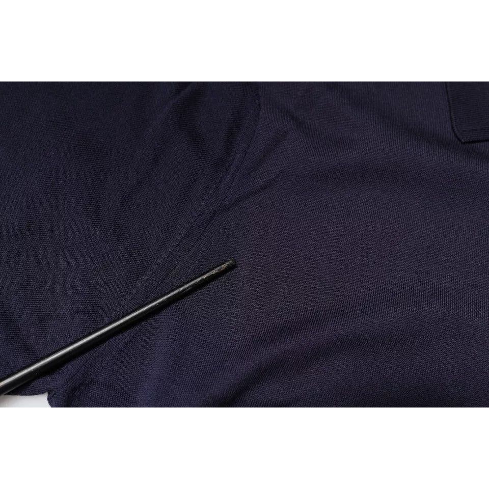 Dolce & Gabbana Blue Silk Collared Short Sleeves Polo T-shirt TSH87743-46